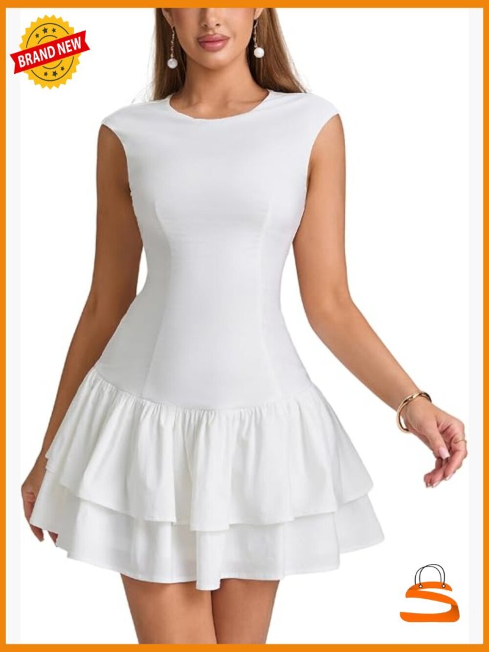 Women's Graduation Mini Dress Cap Sleeve Ruffle Hem A-Line Flowy Summer Dress